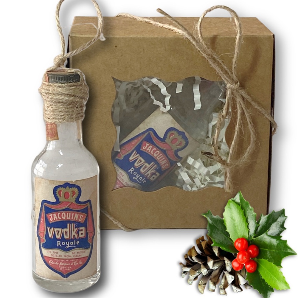 Jacquin's Vodka Royale Artisan Vintage Glass Miniature Bottle Unique Ornament